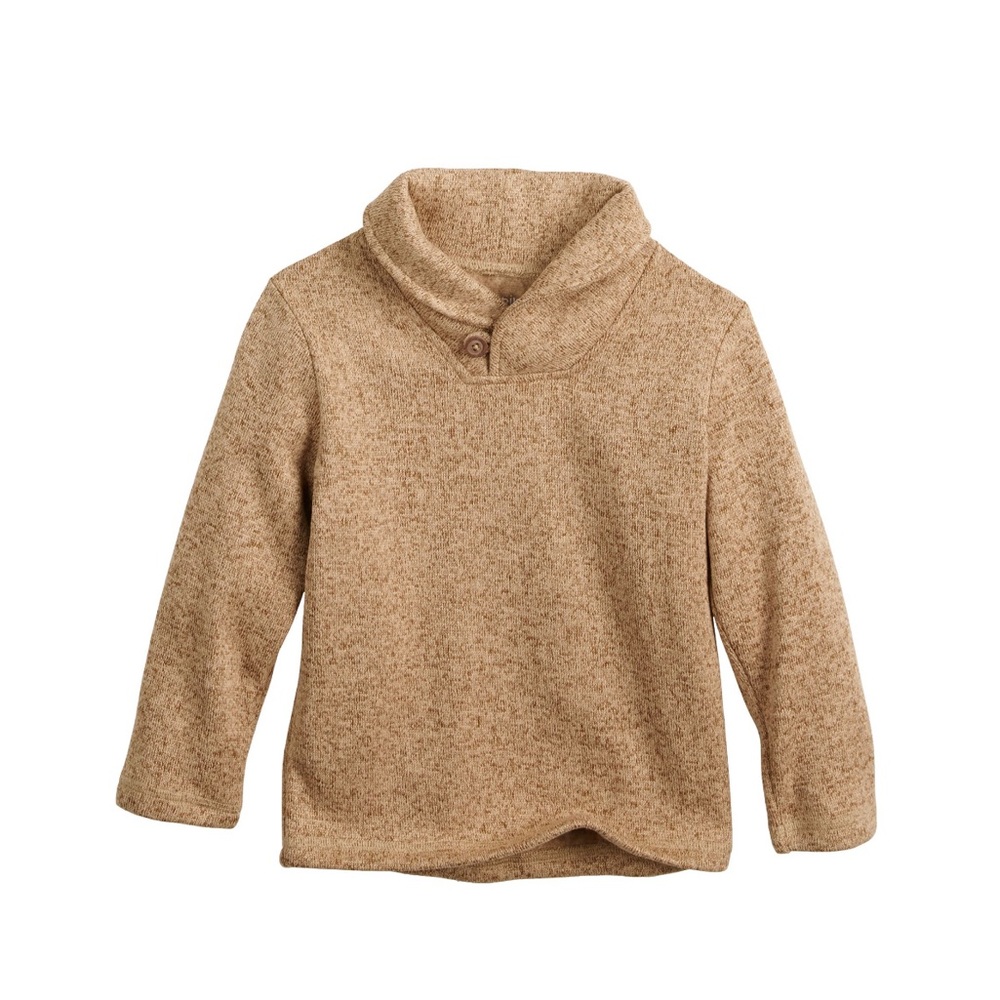 Jumping Beans Beige Shawl Collar Fleece Sweater | 12M